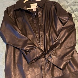 Faux Leather Shacket